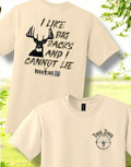 | Front graphic | `i like big racks funny deer hunting t-shirt buck tail feed` |
| Lifestyle shot | `man wearing funny hunting graphic t-shirt buck tail feed` |
